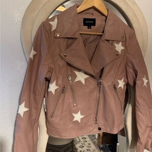 Women's Mauve Star Moto Leather Jacket